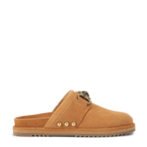   suède clogs cognac