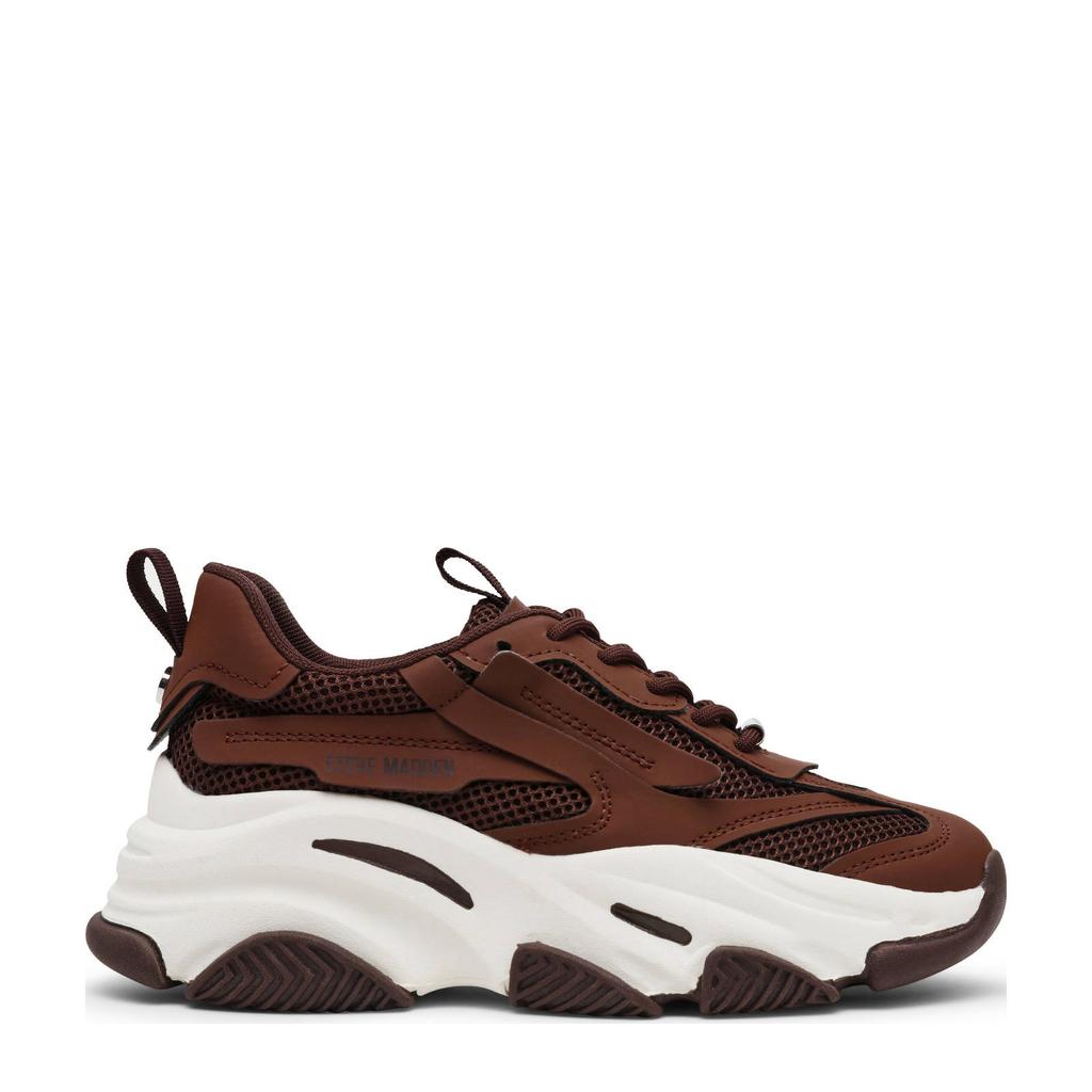 Bruine dames Steve Madden Possesion-E chunky sneakers van suède en textiel met veters