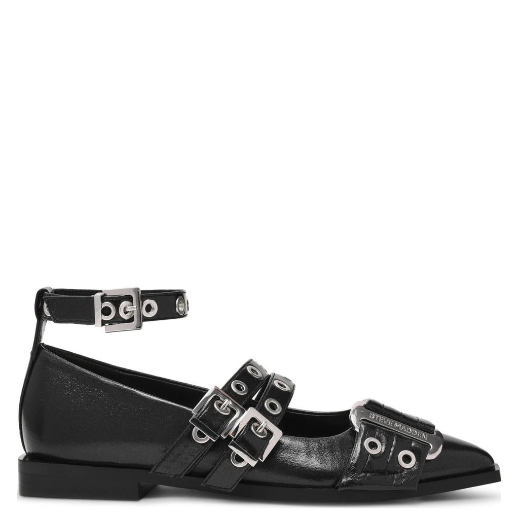 Zwarte dames Steve Madden Grander ballerina's van imitatieleer met gesp