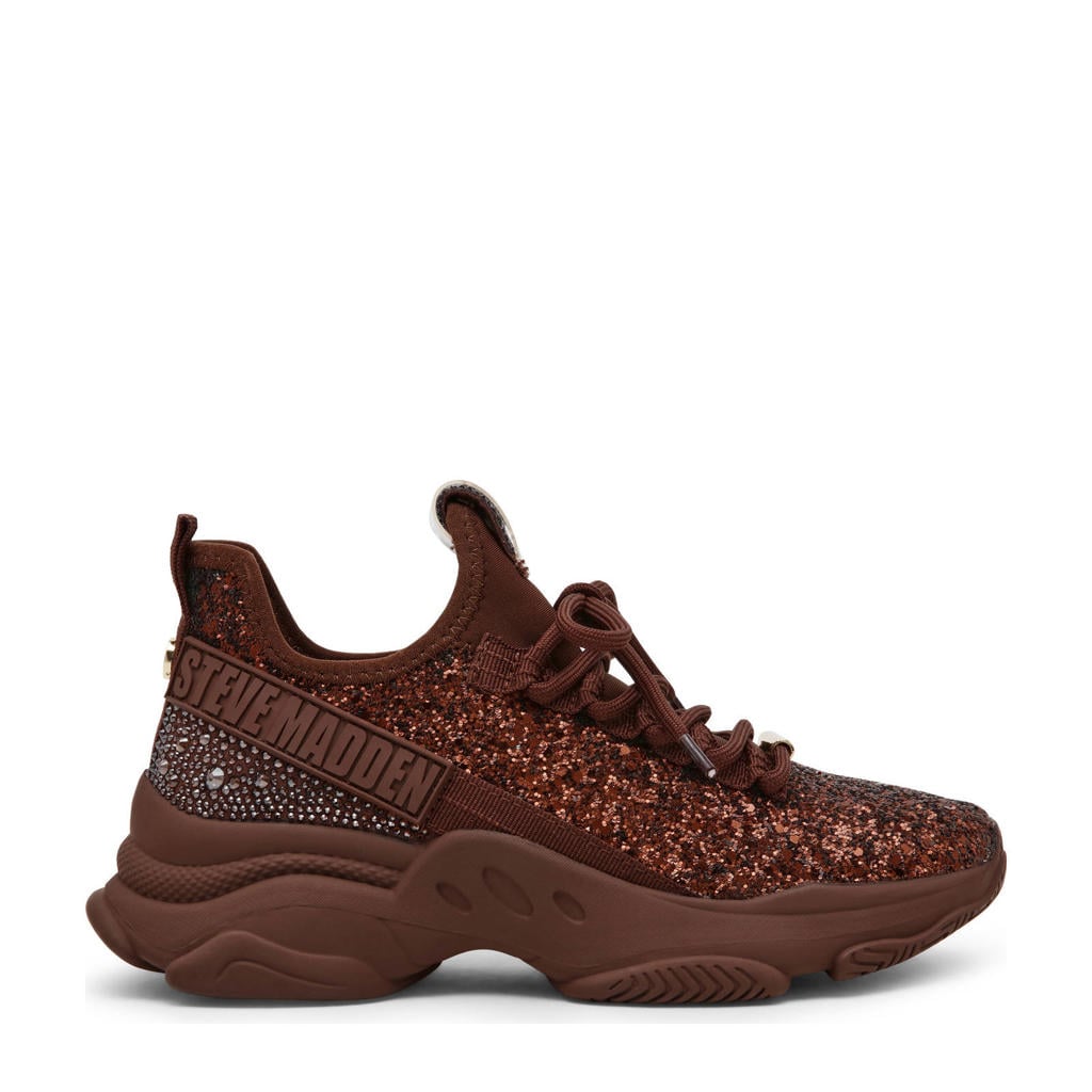 Bordeaux dames Steve Madden Maxilla-G chunky sneakers van textiel met elastische veters