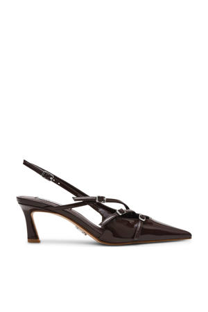 Liana lak slingback pumps donkerbruin