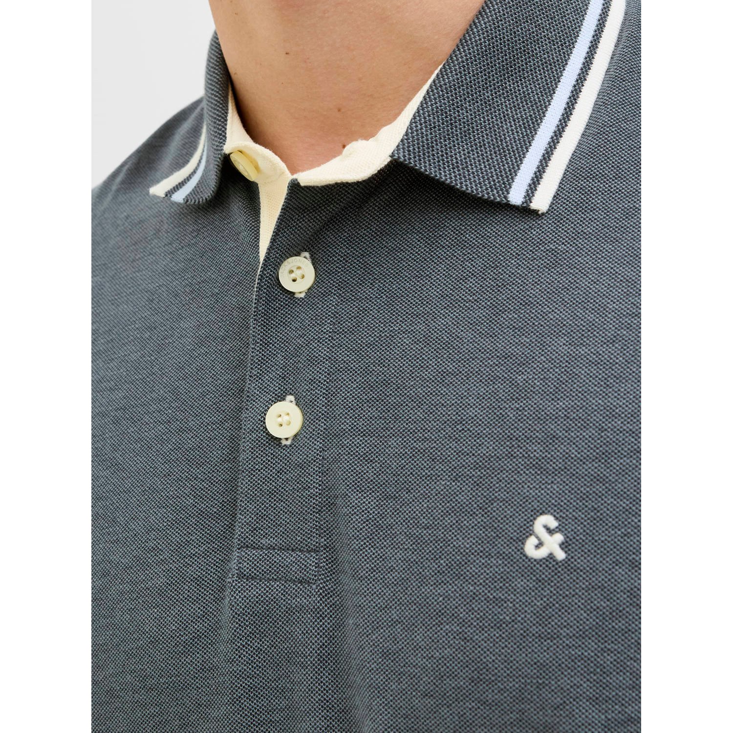 JACK & JONES ESSENTIALS slim fit polo JJEPAULOS grijs
