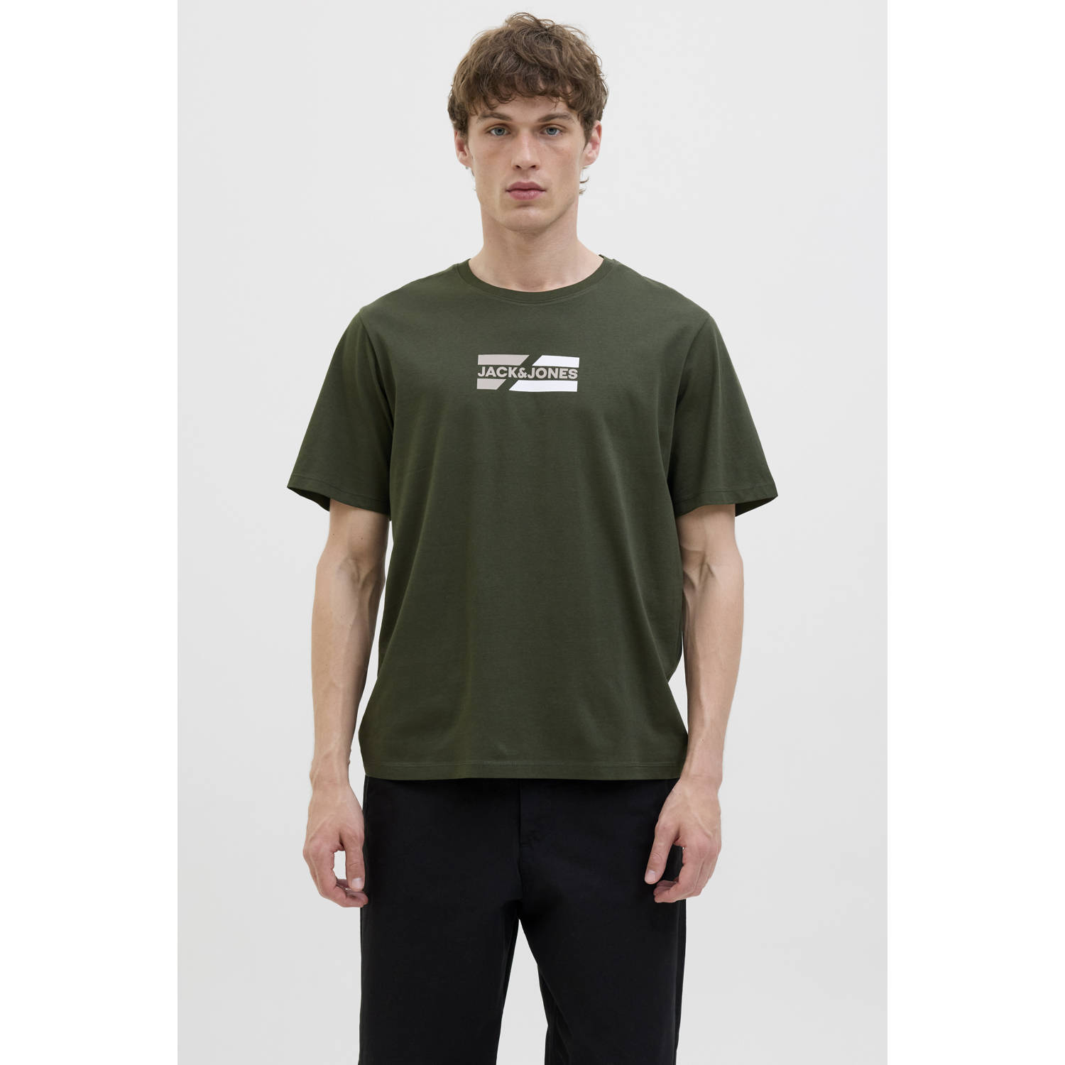 JACK & JONES ESSENTIALS regular T-shirt JJCORP donkergroen