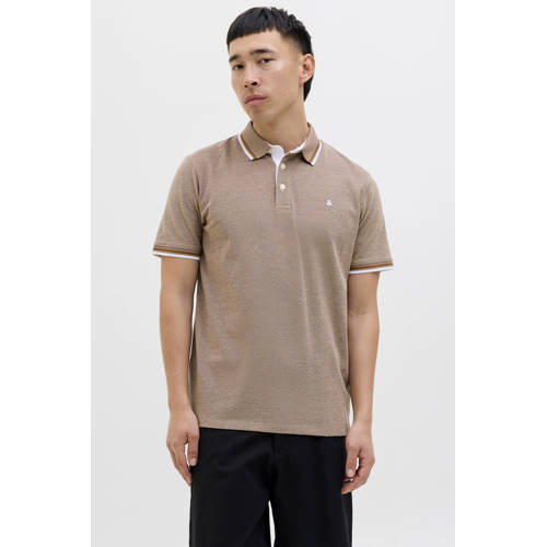 JACK & JONES ESSENTIALS slim fit polo JJEPAULOS lichtbruin afbeelding