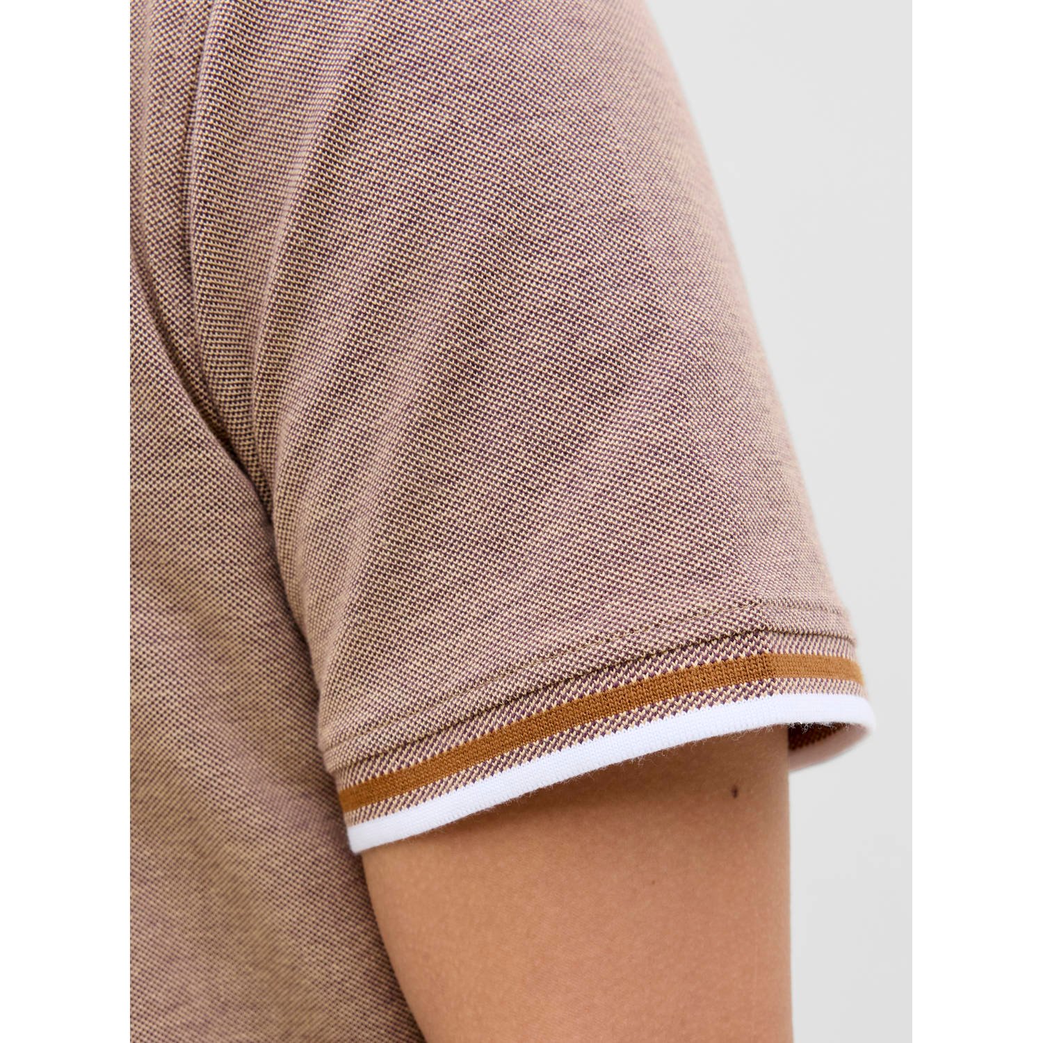 JACK & JONES ESSENTIALS slim fit polo JJEPAULOS lichtbruin