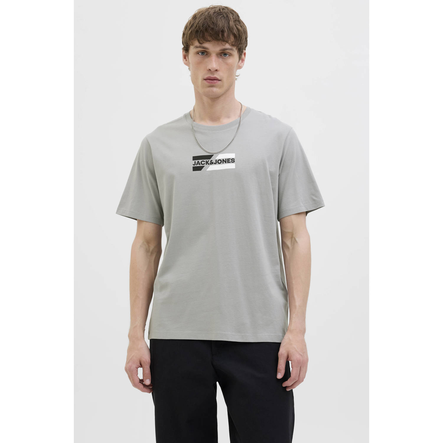 JACK & JONES ESSENTIALS regular T-shirt JJCORP grijs