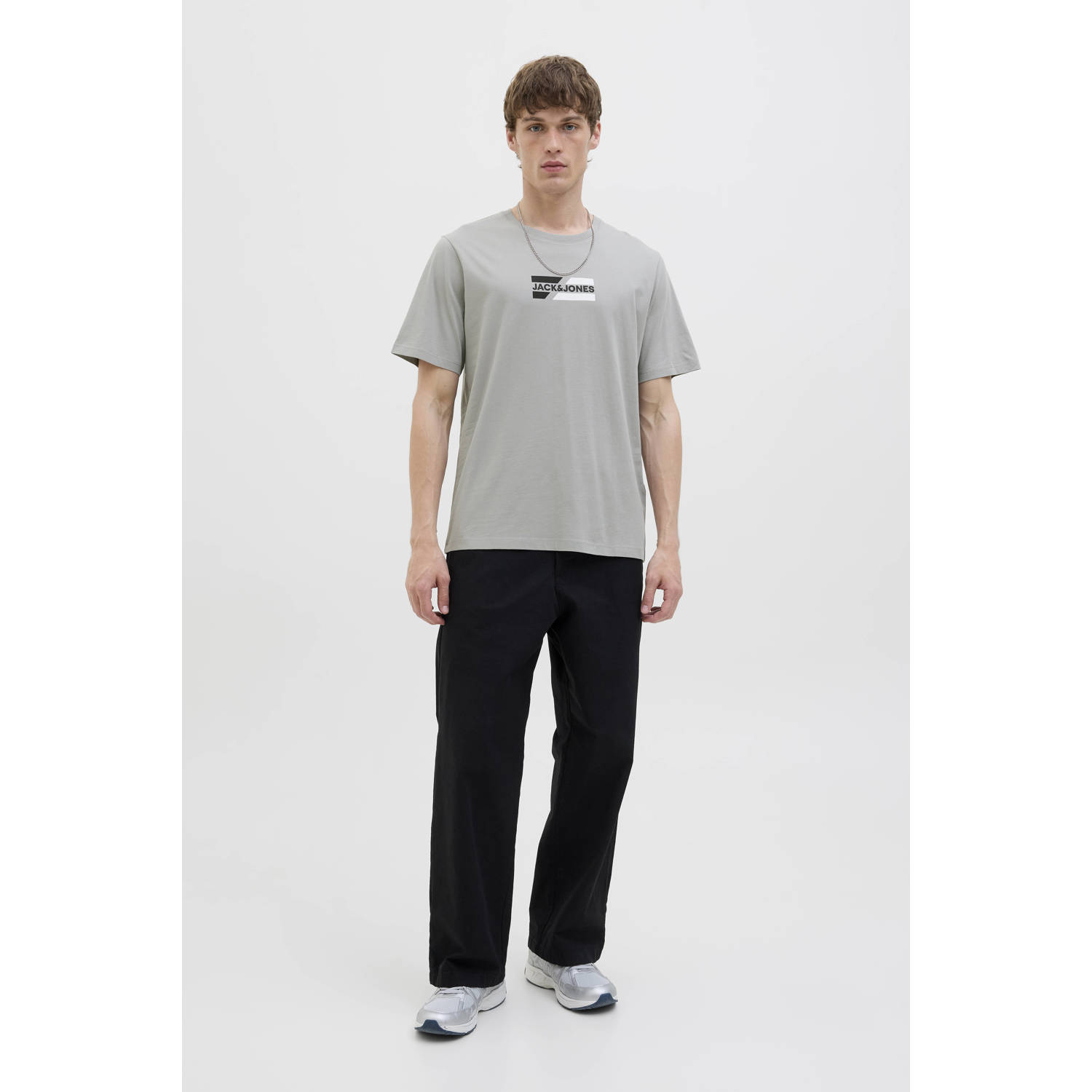 JACK & JONES ESSENTIALS regular T-shirt JJCORP grijs