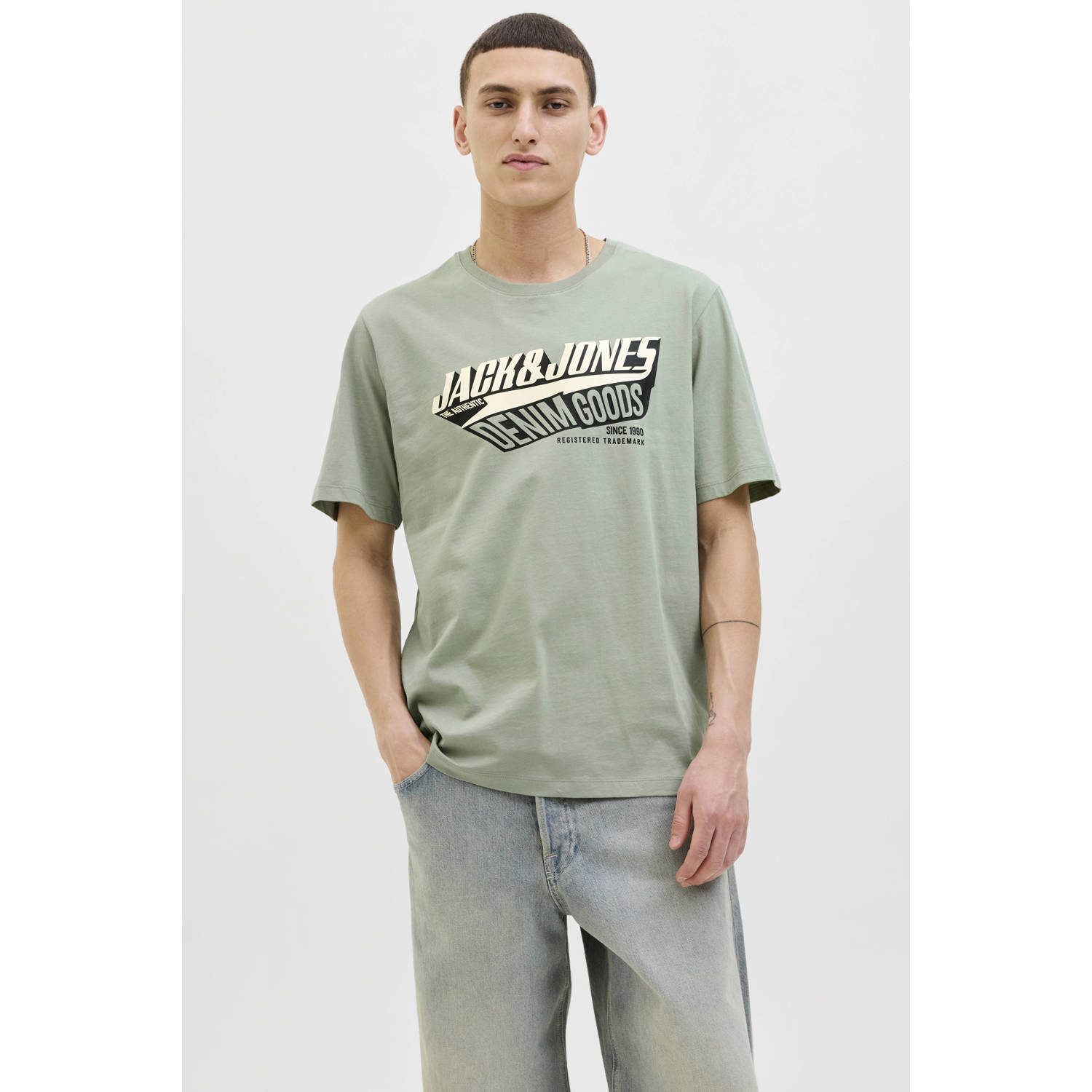JACK & JONES ESSENTIALS T-shirt grijsgroen