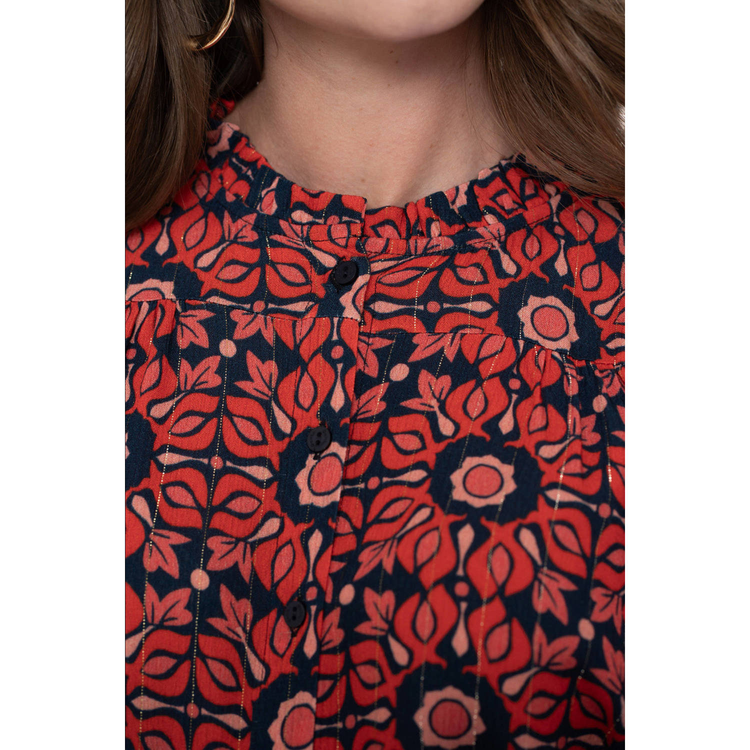 Geisha blouse rood met lurex