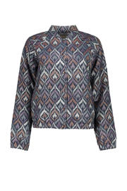 thumbnail: Blauwe dames Geisha bomberjack van polyester met lange mouwen, opstaande kraag en knoopsluiting