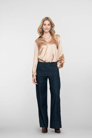 wide leg jeans dark blue denim
