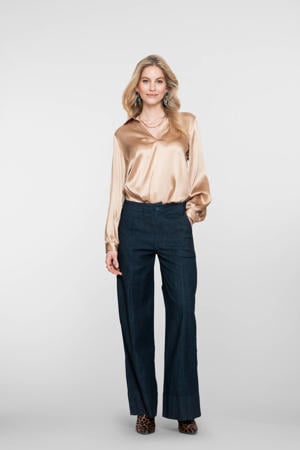 wide leg jeans dark blue denim