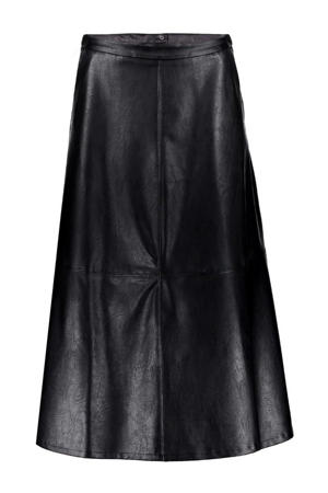 imitatieleren midi rok zwart