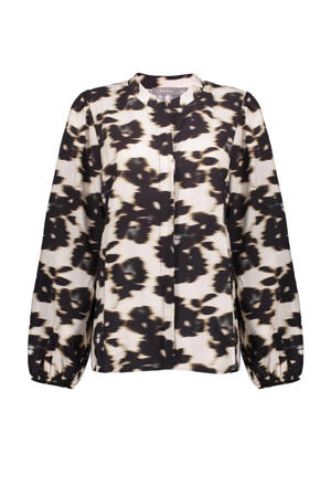 gebloemde blouse ecru