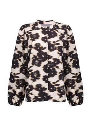 gebloemde blouse ecru