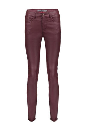 skinny high waist coated broek donkerrood