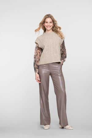 straight regular waist pantalon taupe