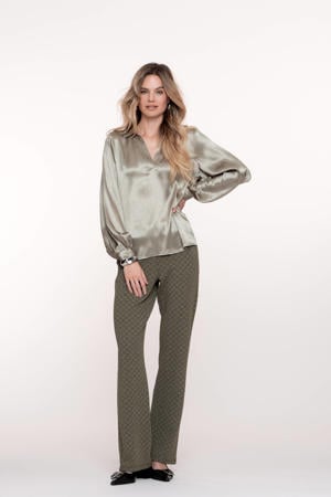 flared regular waist broek kaki