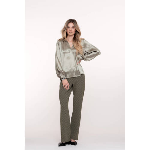 Geisha flared regular waist broek kaki afbeelding