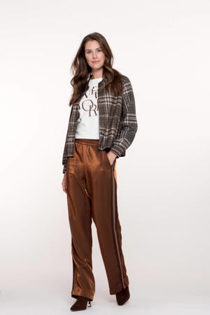 wide leg regular waist broek bruin