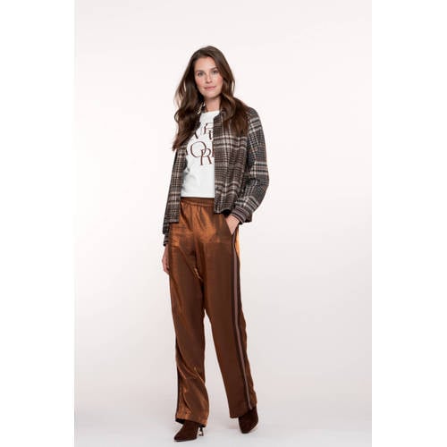 Geisha wide leg regular waist broek bruin afbeelding