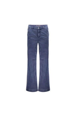 straight regular waist broek blauw rib gebreid