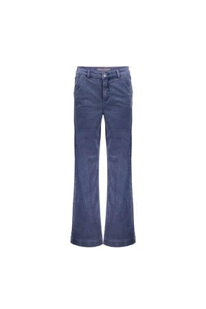straight regular waist broek blauw rib gebreid