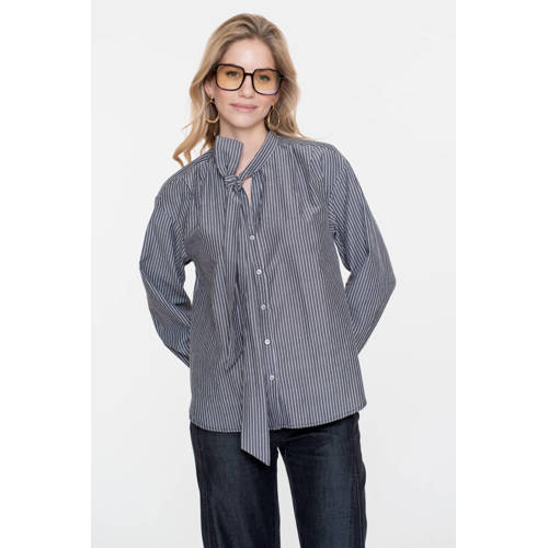 Geisha gestreepte blouse grijs afbeelding