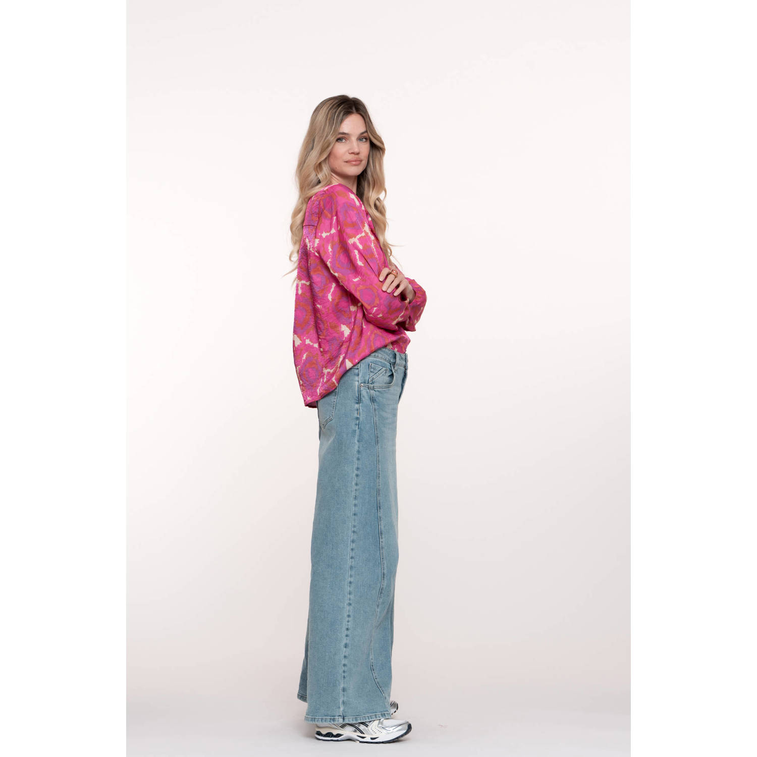 Geisha high waist flared jeans light blue denim