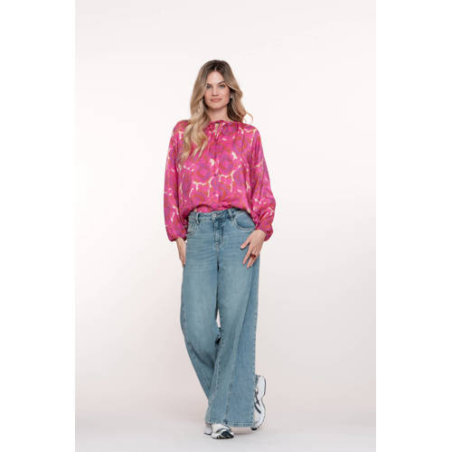Geisha high waist wide leg jeans light blue denim afbeelding