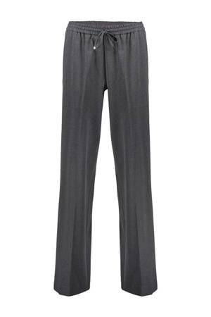 wide leg regular waist gestreepte casual broek grijs