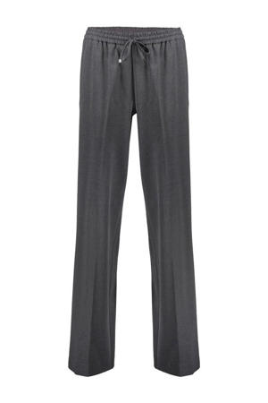 wide leg regular waist gestreepte casual broek grijs