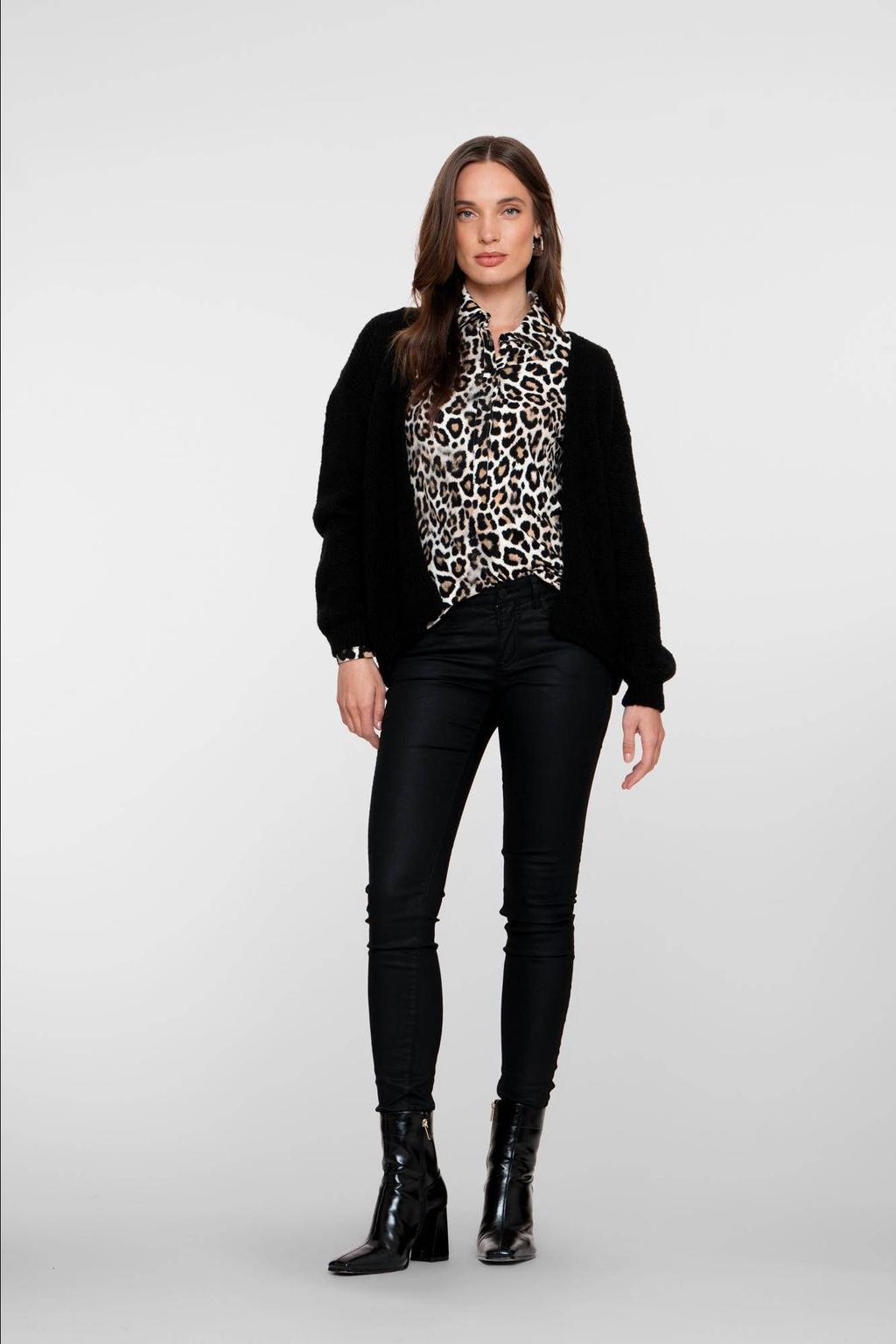 Black denim dames Geisha skinny jeans black van denim met regular waist, rits- en knoopsluiting en effen
