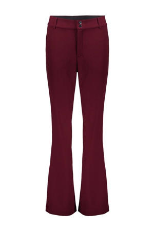 flared high waist flared broek donkerrood