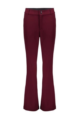 flared high waist flared broek donkerrood