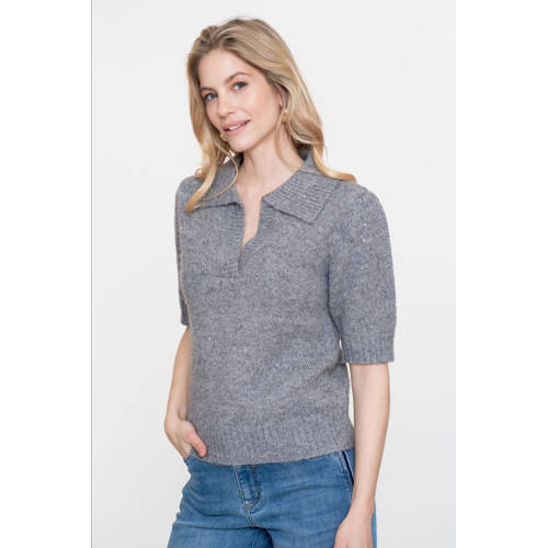 Geisha gebreide trui grijs met lurex afbeelding