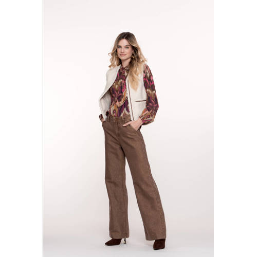 Geisha flared regular waist flared broek camel afbeelding