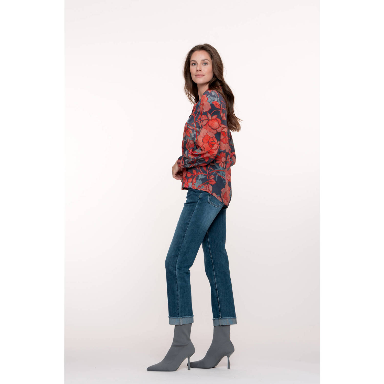 Geisha high waist slim fit jeans medium blue denim