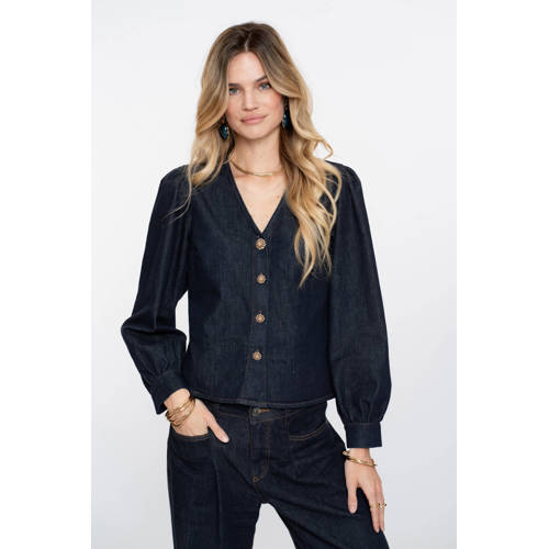 Geisha blouse dark blue denim afbeelding