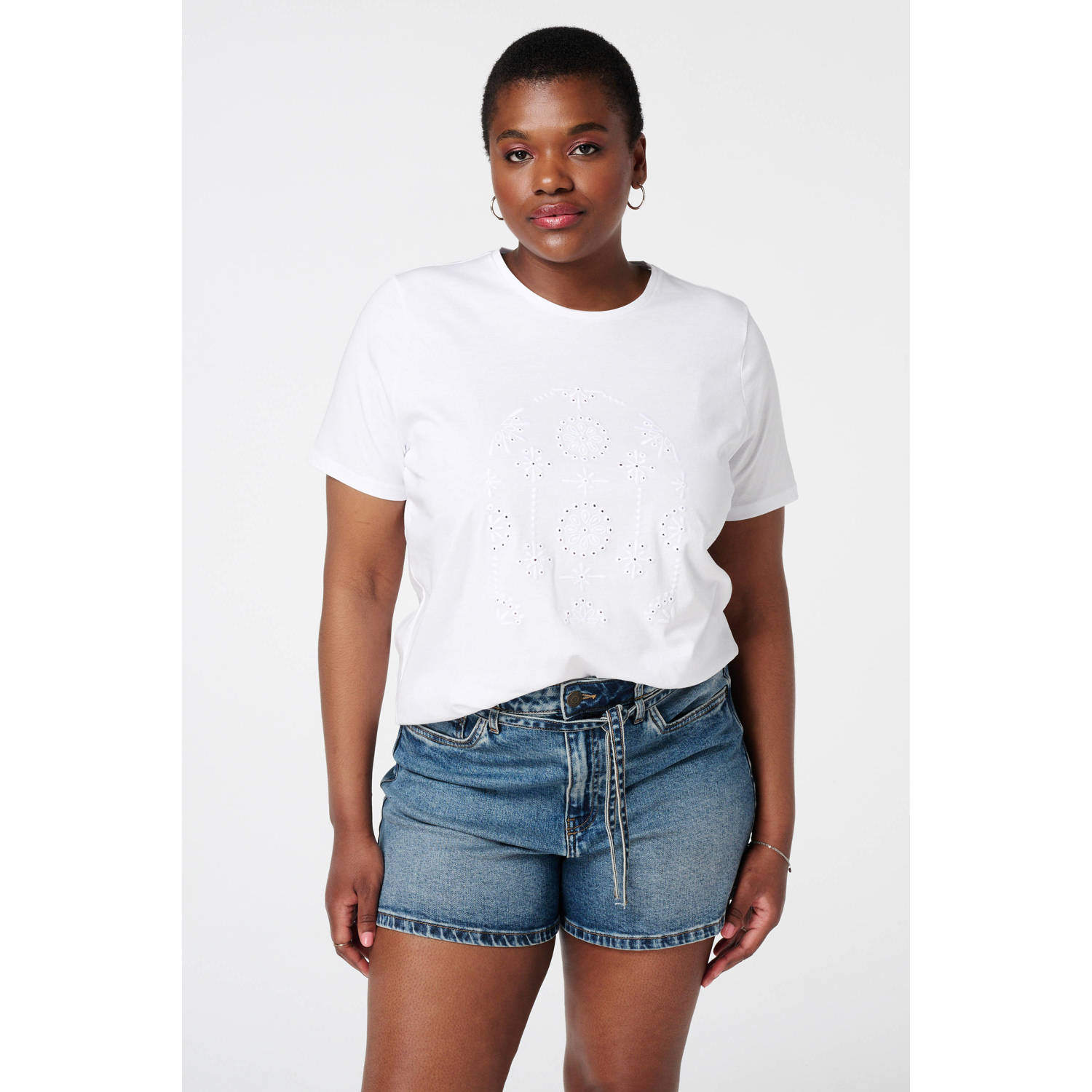 MS Mode T-shirt wit broderie