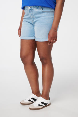 denim slim regular waist short light blue denim
