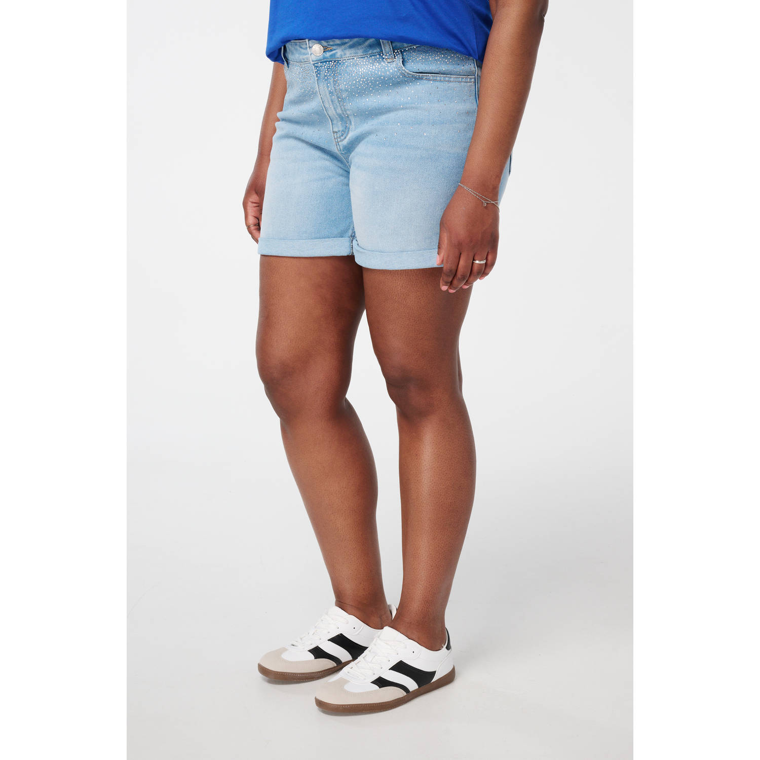MS Mode denim slim regular waist short light blue denim