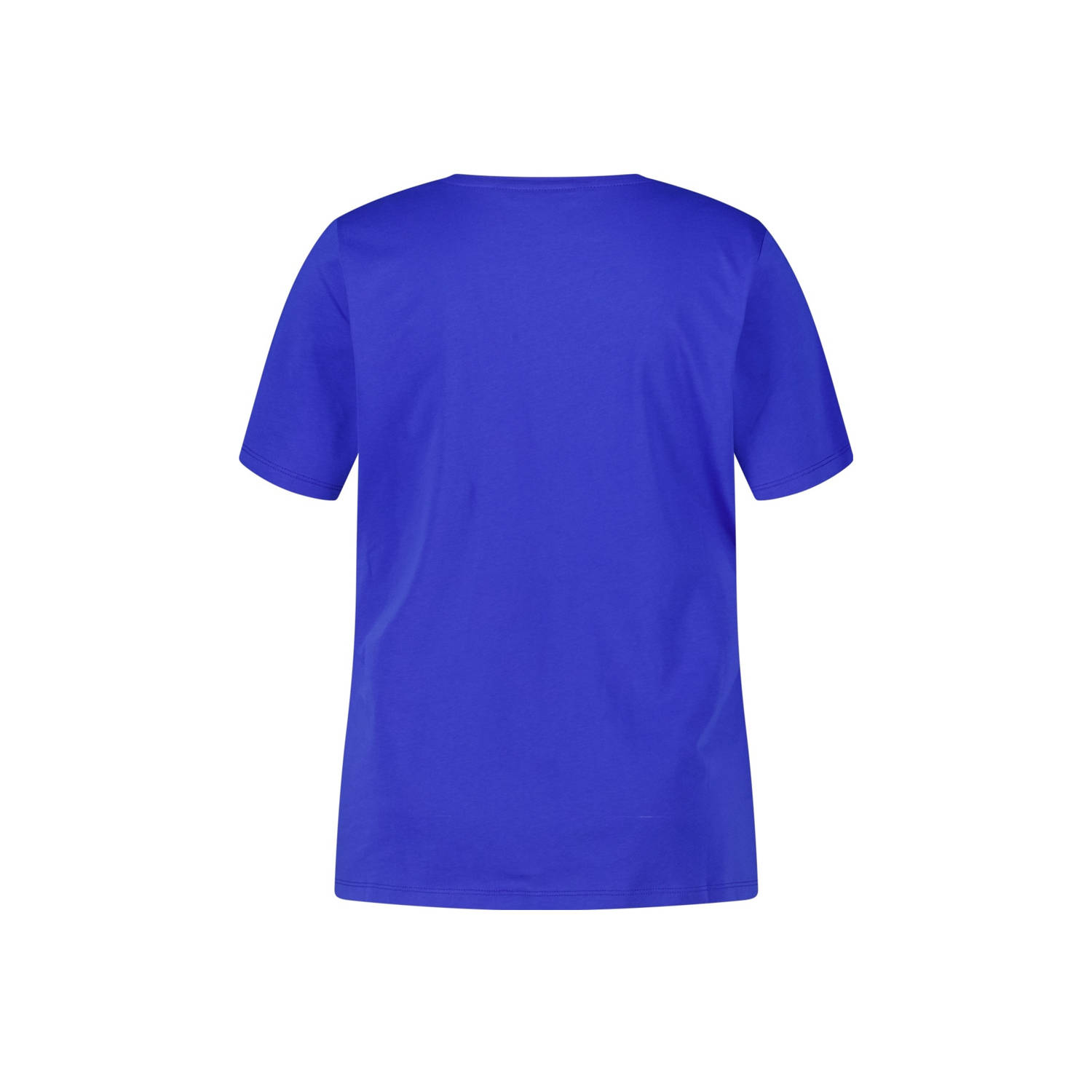 MS Mode T-shirt blauw broderie