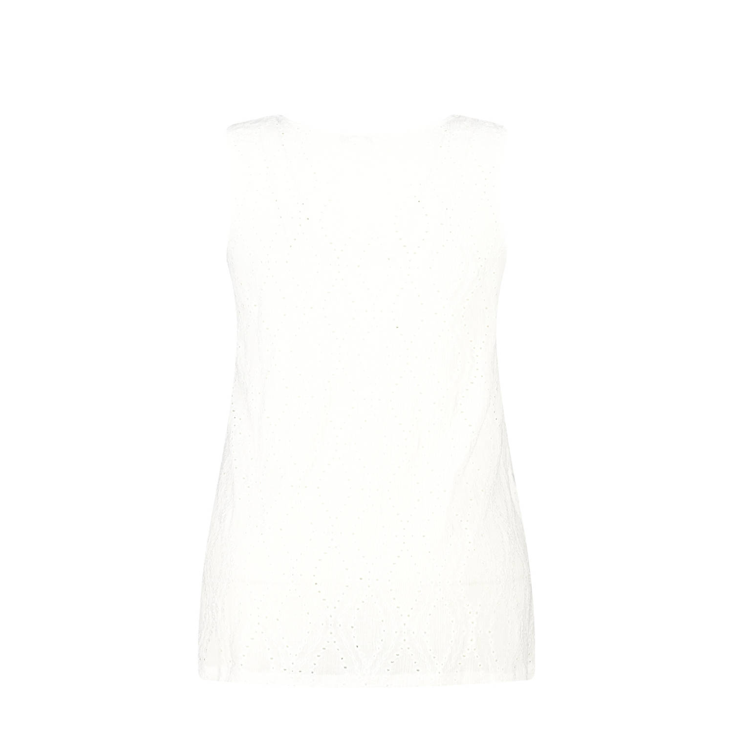 MS Mode mouwloze top wit broderie