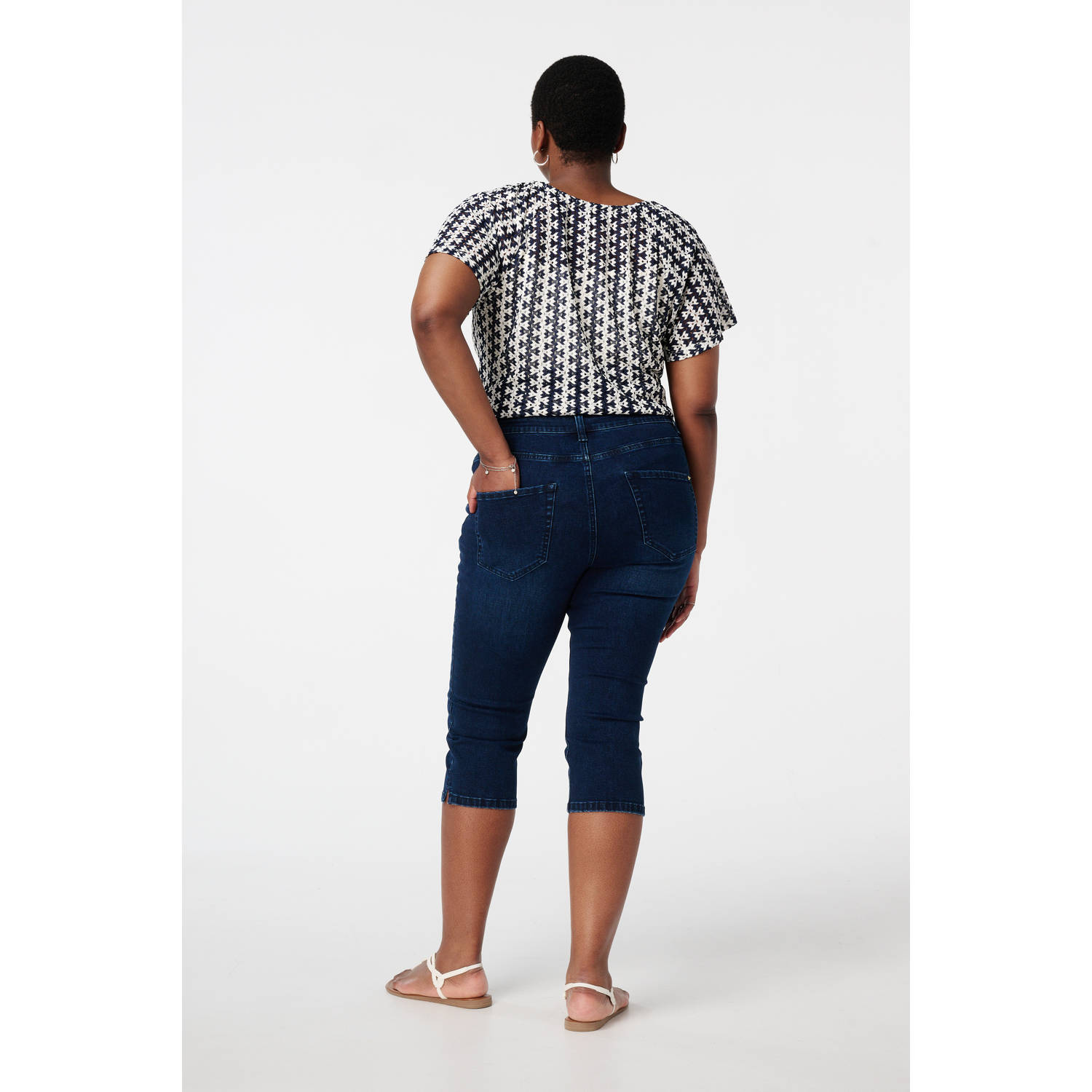 MS Mode capri jeans dark blue denim