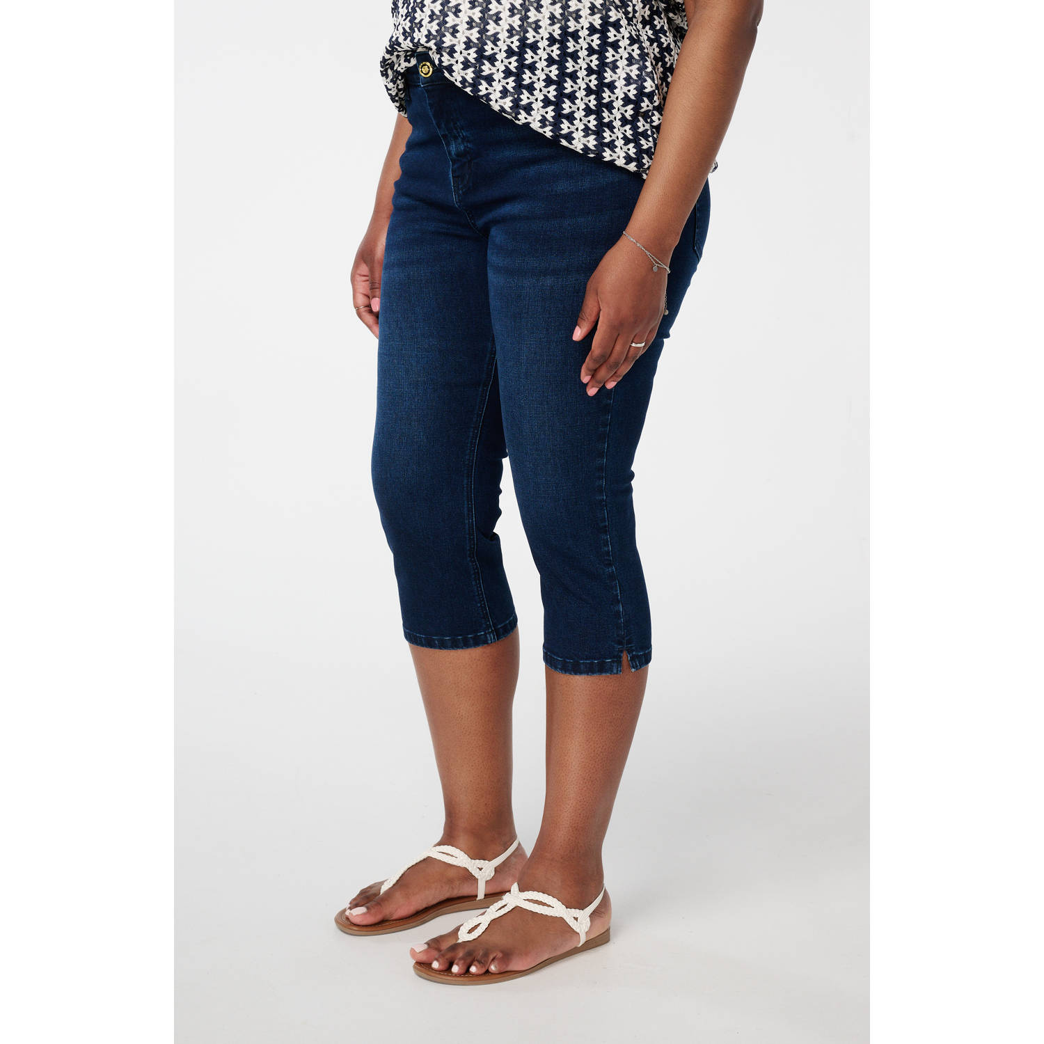 MS Mode capri jeans dark blue denim