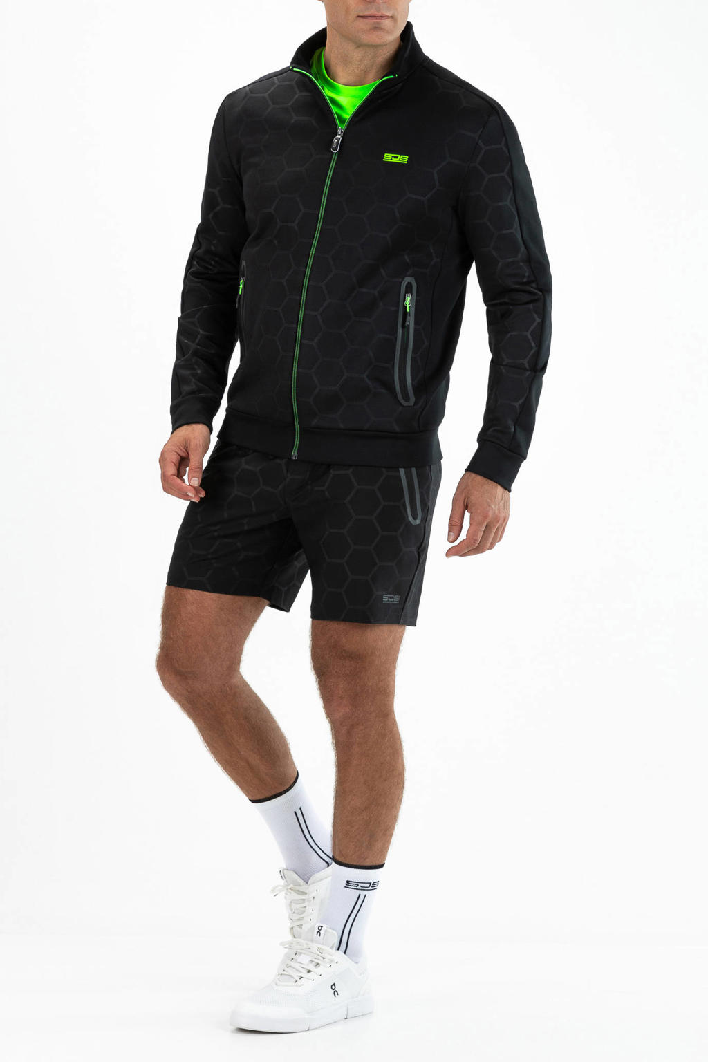Zwarte heren Sjeng Sports sportshort Purcell van polyester