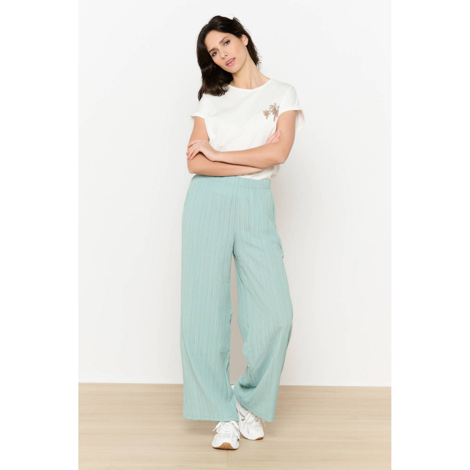 LOLALIZA wide leg broek mintgroen