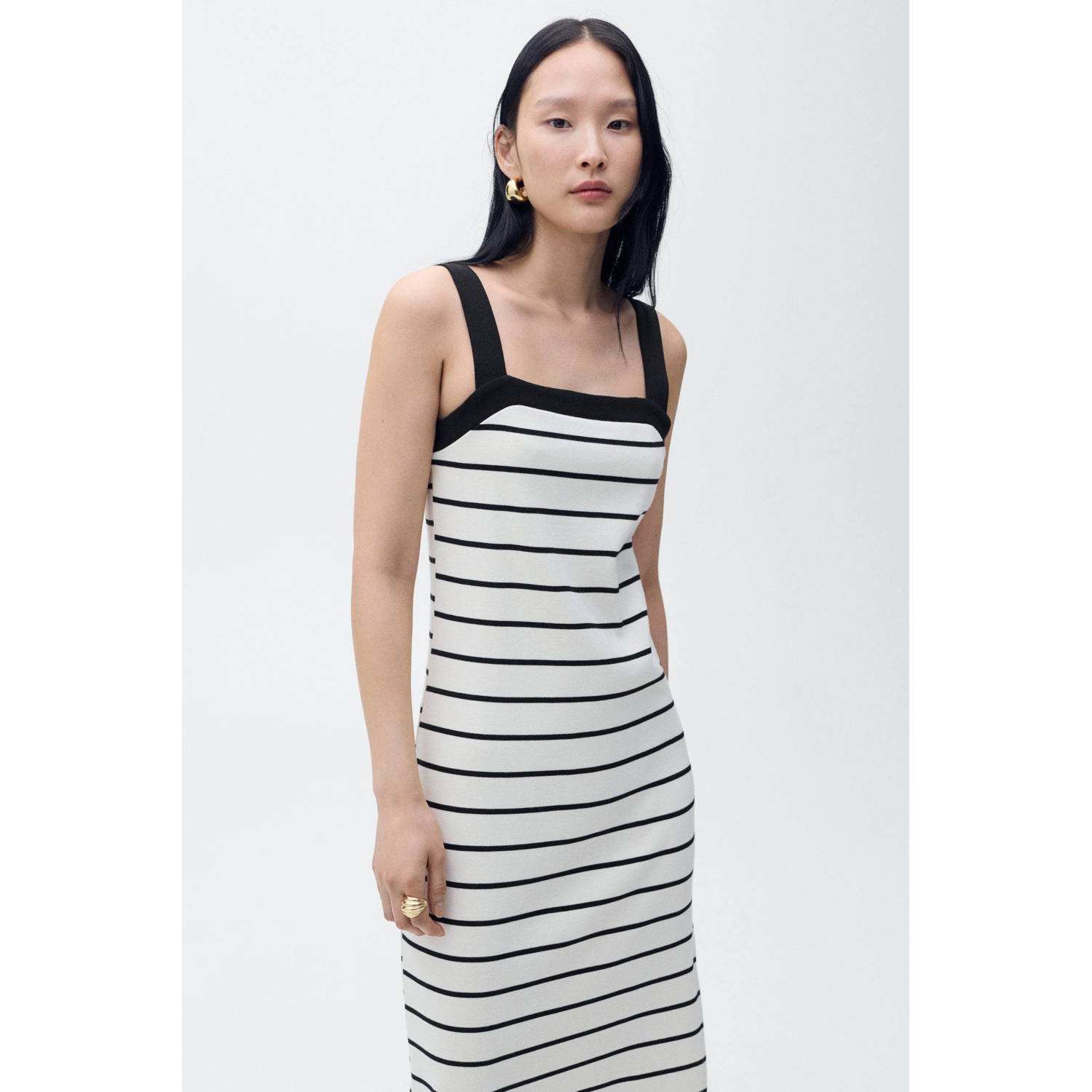 Mango midi jurk ecru