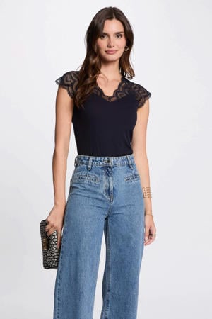 kanten top marineblauw